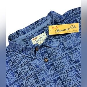 Crazy Shirts Hawaiian Golf Polo XXL Island Movement Blue Resortcore Coastal New